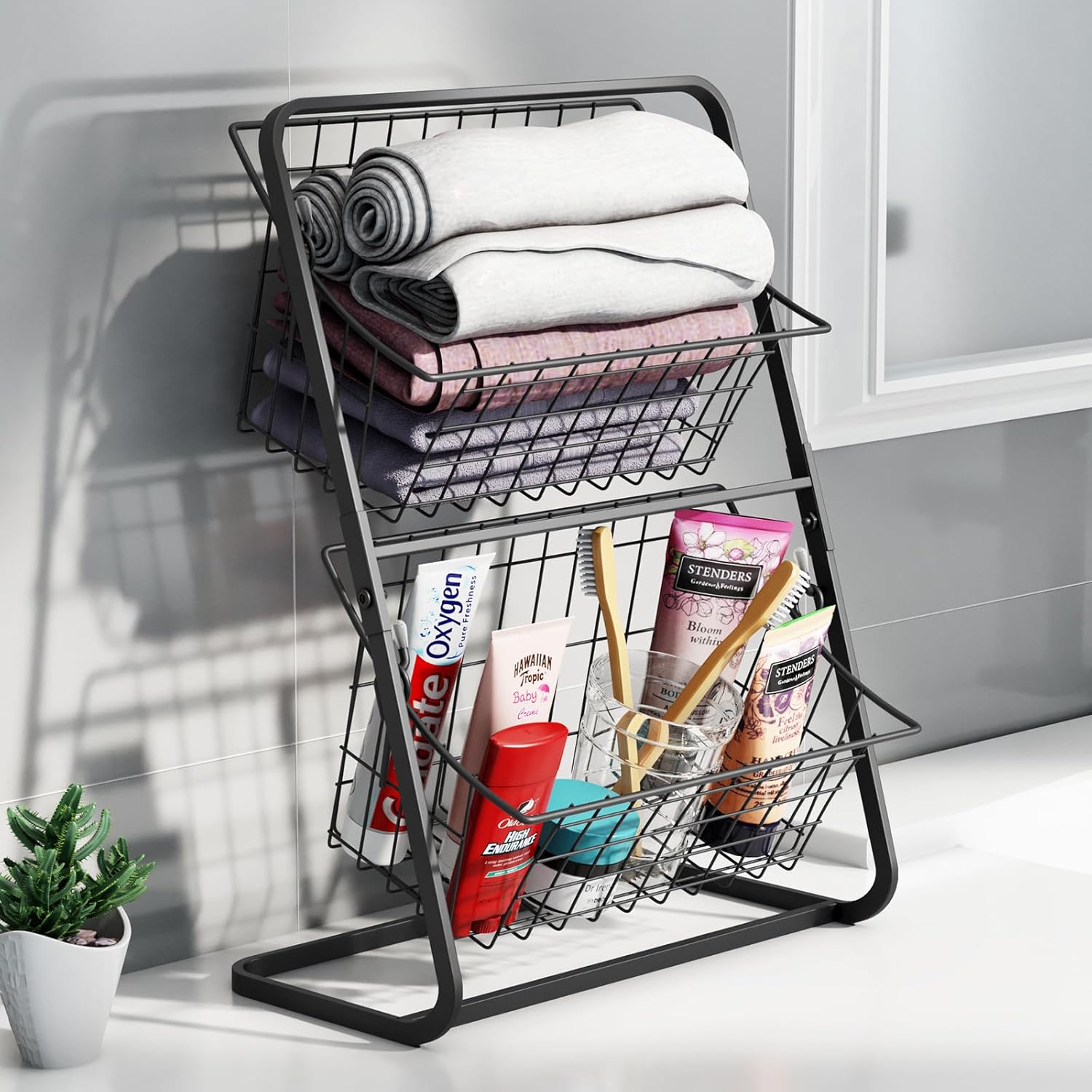 2-Tier Metal Mini Countertop Multipurpose Storage Rack