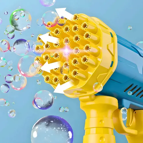 Bubble Guns with Lights and Bubble Liquid, 32 Hole Bubble Machine Gun