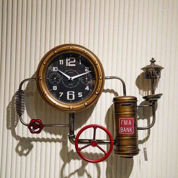 Antique coin saving clock