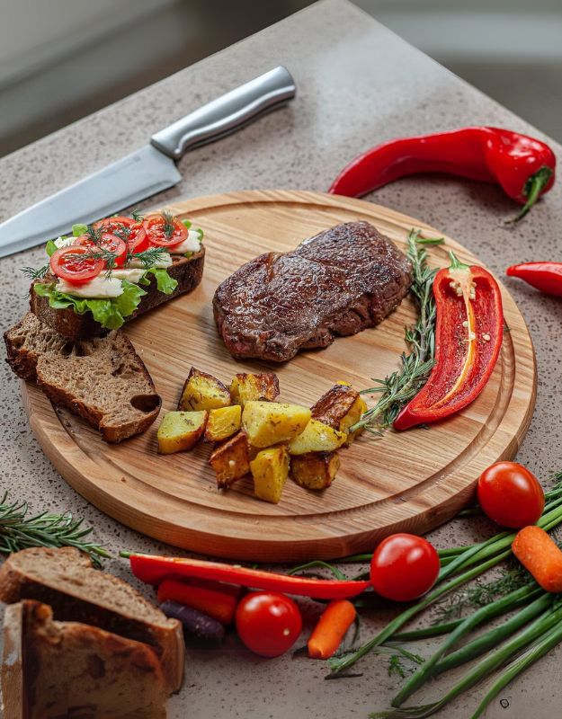 Chopping Wood Pad Bamboo Cutting Board Round Wooden Charcuterie