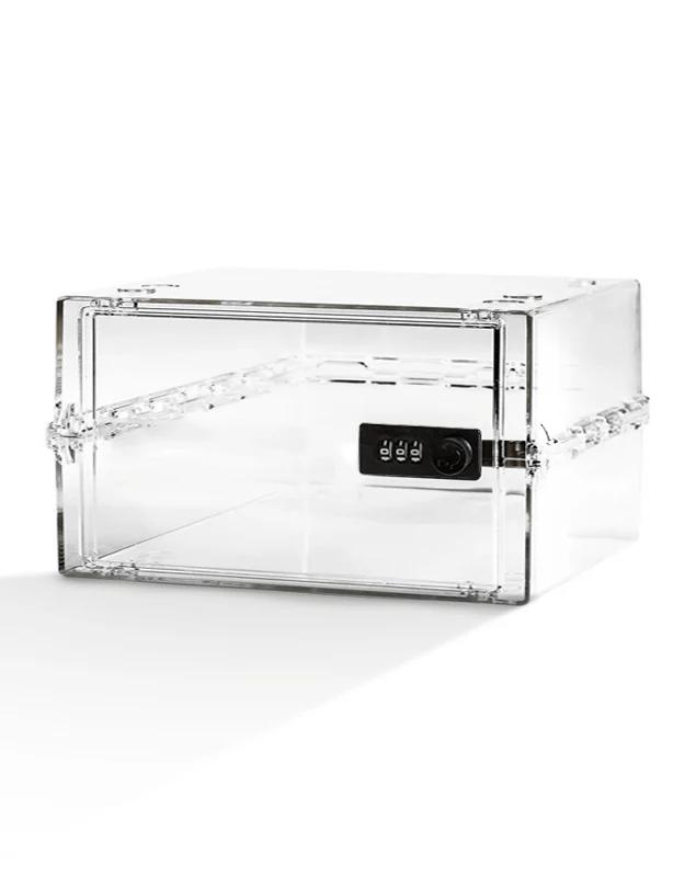 Lockable Box for Food, Medicines, Tech and Home Safety with Removable Shelves and Base Inserts