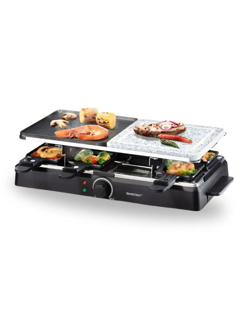 𝗦𝗶𝗹𝘃𝗲𝗿 𝗖𝗿𝗲𝘀𝘁 Kitchen Tools 1300W Raclette Grill