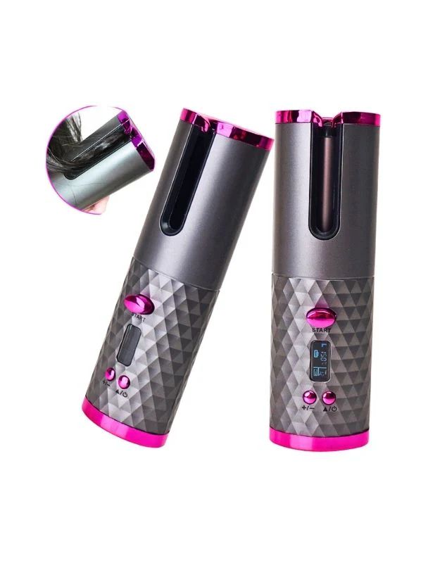 Rechargeable Auto Ceramic Barrel Hair Waves Curler 34W