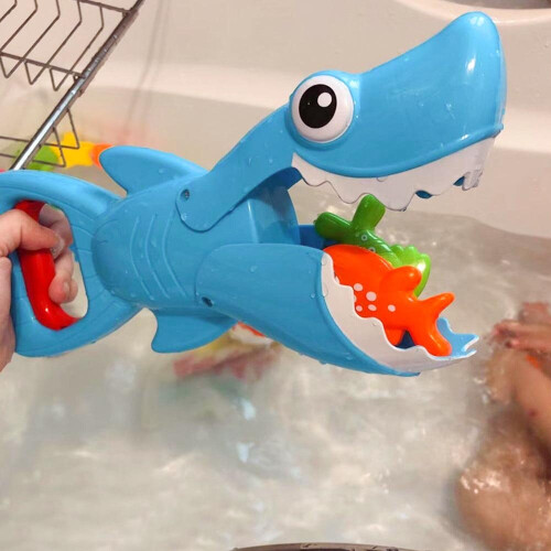 Blue Shark Grabber with Teeth Biting Action Include 4 Toy Fish