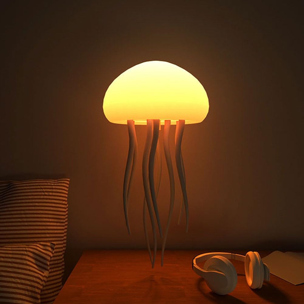 Cute Jellyfish Night Light RGB Gradient Bedside Lamp Voice Control Rechargeable
