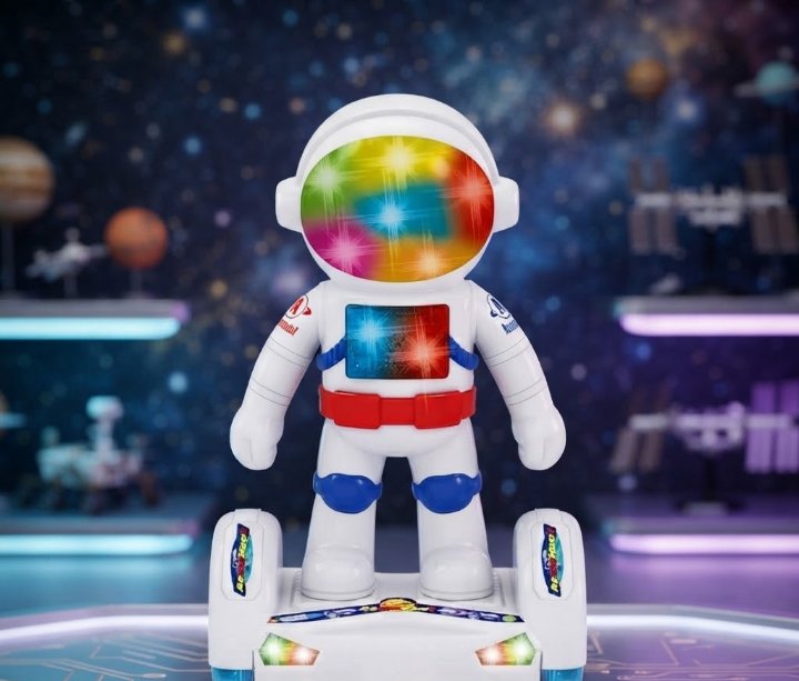 Space Astronaut Robot Toy with 3D Lights and Music, Bump & Go Action