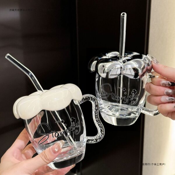 GLASS MUG WITH GLASS STREW