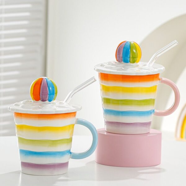 RAINBOW MUG WITH GLASS STREW