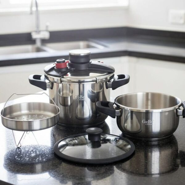 5-PIECE STAINLESS STEEL PRESSURE COOKER SET