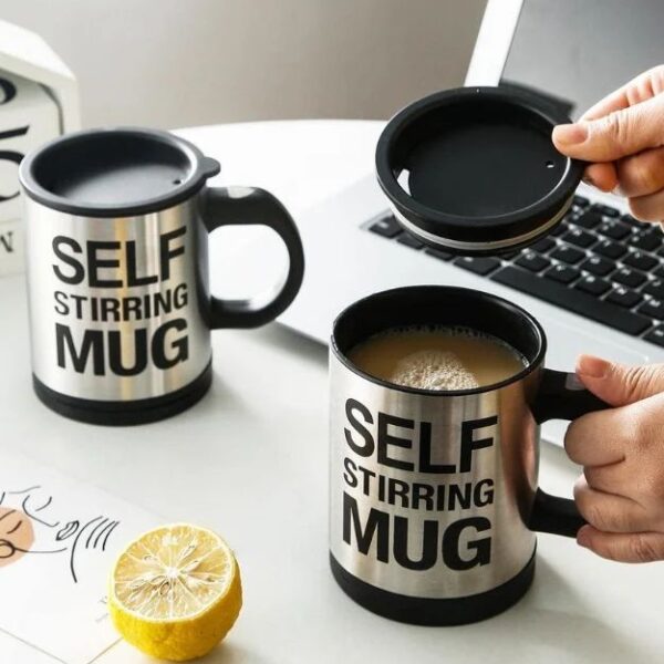 Self Stirring Mug Stainless-Steel Silver Body Battery Operated