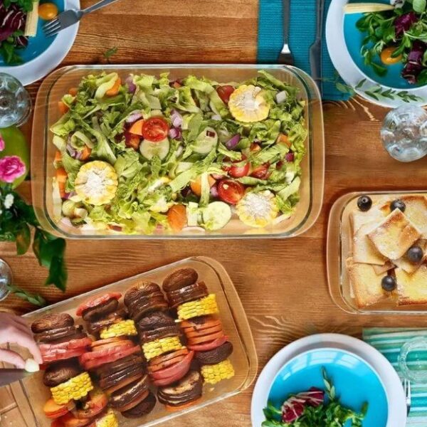 Fenix 3 Pcs Glass Baking Dish Set for Oven Glass Pan for Cooking Rectangular Bakeware Set