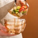 6 Pcs Glass Serving Bowl, Star-Shaped Sweets Dish Gold/Transparent