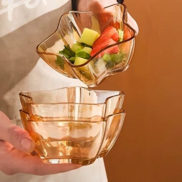 6 Pcs Glass Serving Bowl, Star-Shaped Sweets Dish Gold/Transparent