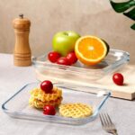 3 Pcs 8" INCH Tempered Glass Pasta Salad Plate Set For Kitchen