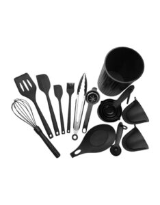 21 Pieces Silicone Kitchenware Utensil Set Pink Black & Grey - Image 5