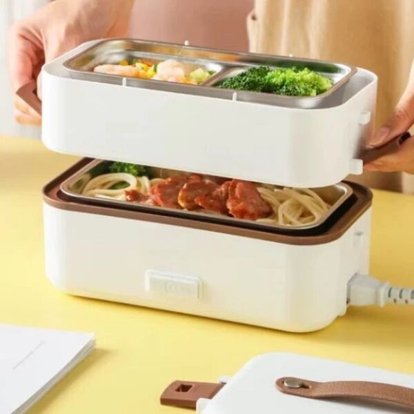 2-tier Lunch Box Food Container Portable Electric Heating Insulation Dinnerware