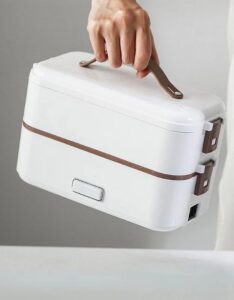 2-tier Lunch Box Food Container Portable Electric Heating Insulation Dinnerware - Image 3