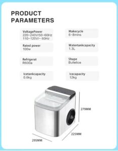 Super Crest SCT-3009 Portable Automatic Electric Ice Cube Maker with Self- Cleaning Function Ice Maker Machine - Image 3