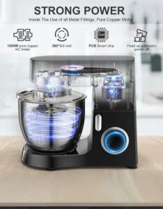 𝗣𝗵𝗶𝘀𝗶𝗻𝗶𝗰 Stand Mixer's All Metal Food Mixer 6.5L 1800W For Baking & Beating - Image 6