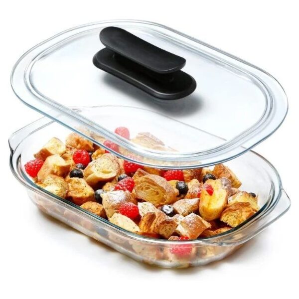 Fenix Glass Casserole Dish with Glass Lid, Oven Safe Oval Glass Baking Pan with Lid