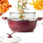 𝗛𝗼𝘁𝗖𝗵𝗲𝗳 Marble Fryer Pot With Fry Basket and Glass Lid 28 CM