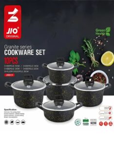 JIO 10 PCS Aluminum Non-stick Casseroles Cookware