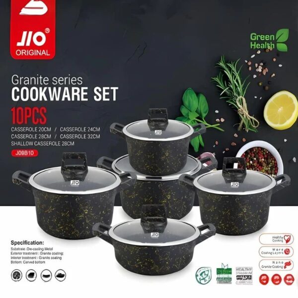JIO 10 PCS Aluminum Non-stick Casseroles Cookware