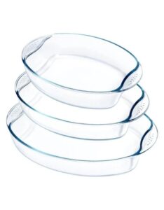 Fenix 3 Pcs Oval Deep Glass Baking Dish for Oven, Tempered Glass Bakeware - Image 2