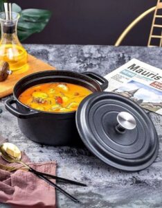 Cast Iron Pot, Durable Dual Loop Handle Dutch Oven Pot For Cooking 3.0L