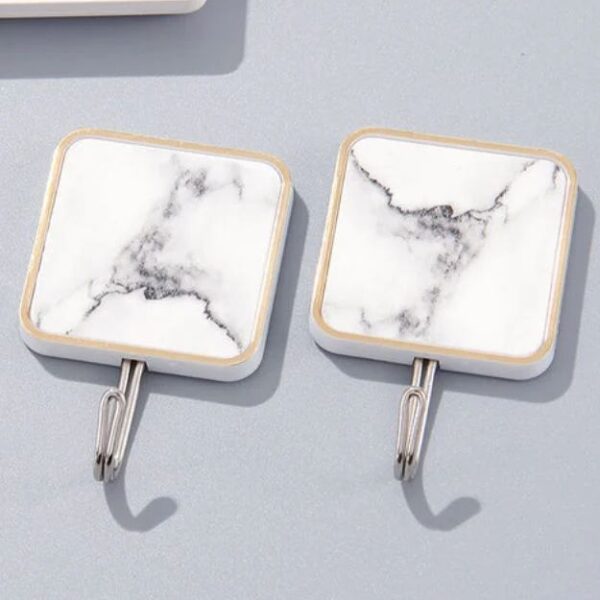 3Pcs Adhesive Marble Hooks Sticky Wall Hanging Hooks Heavy Duty Seamless Stainless Steel