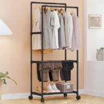 Clothes Hanging Rod with 3 Tiers of Storage Space