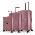 3 Pcs 𝗥𝗲𝗱 𝗥𝗼𝗰𝗸 Diamond Shaped Travel Trolley Suitcase Hard Shell Luggage Set