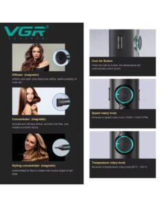 𝗩𝗚𝗥 Hair Dryers Professional Air Blower 110000 RPM Hair Dryer Bldc Motor - Image 2