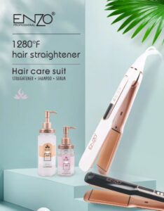 𝗘𝗻𝘇𝗼 EN-3856 Professional Hair Straightener With Shampoo And Serum For Damaged Hair - Image 7