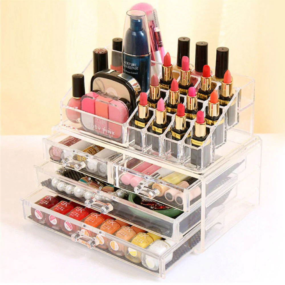 3_c6779c47-aabe-46df-8698-a0d489d79b72-1 4 Drawer Plastic Cosmetic Makeup Jewelry Lipstick Storage Box - Image 1