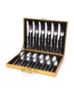 Stainless Steel Cutlery Set Knife Fork Spoon 24 PCS Silver - Image 2