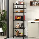6 Tier Tall Narrow Shelving Unit with Wheels and Anti-slip Feet, adjustable shelving & storage Rack