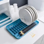 Dish Drainer Storage Rack, Household Dishwasher Rack with Lid, Kitchen Counter Shelves, Space-saving - Image 3