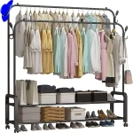 Metal Clothes Coat Rack Stand  Rail with 4 Side Hooks - Image 6