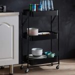 3-Layer Metal Foldable Storage Organizer Trolley With Wheels