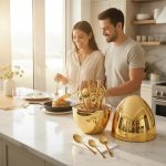 Egg-Shaped Tableware Storage Box Premium Stainless Steel 24 pcs ( Gold) - Image 6