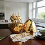 Egg-Shaped Tableware Storage Box Premium Stainless Steel 24 pcs ( Gold) - Image 7