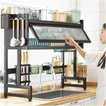 2 Tier Stainless Steel Over the Sink Dish Rack Sink Shelf Kitchen Shelf