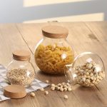 500Ml/1000Ml/1700Ml Cork Lid Snack Moisture-proof Sealed Bottle High Borosilicate Glass