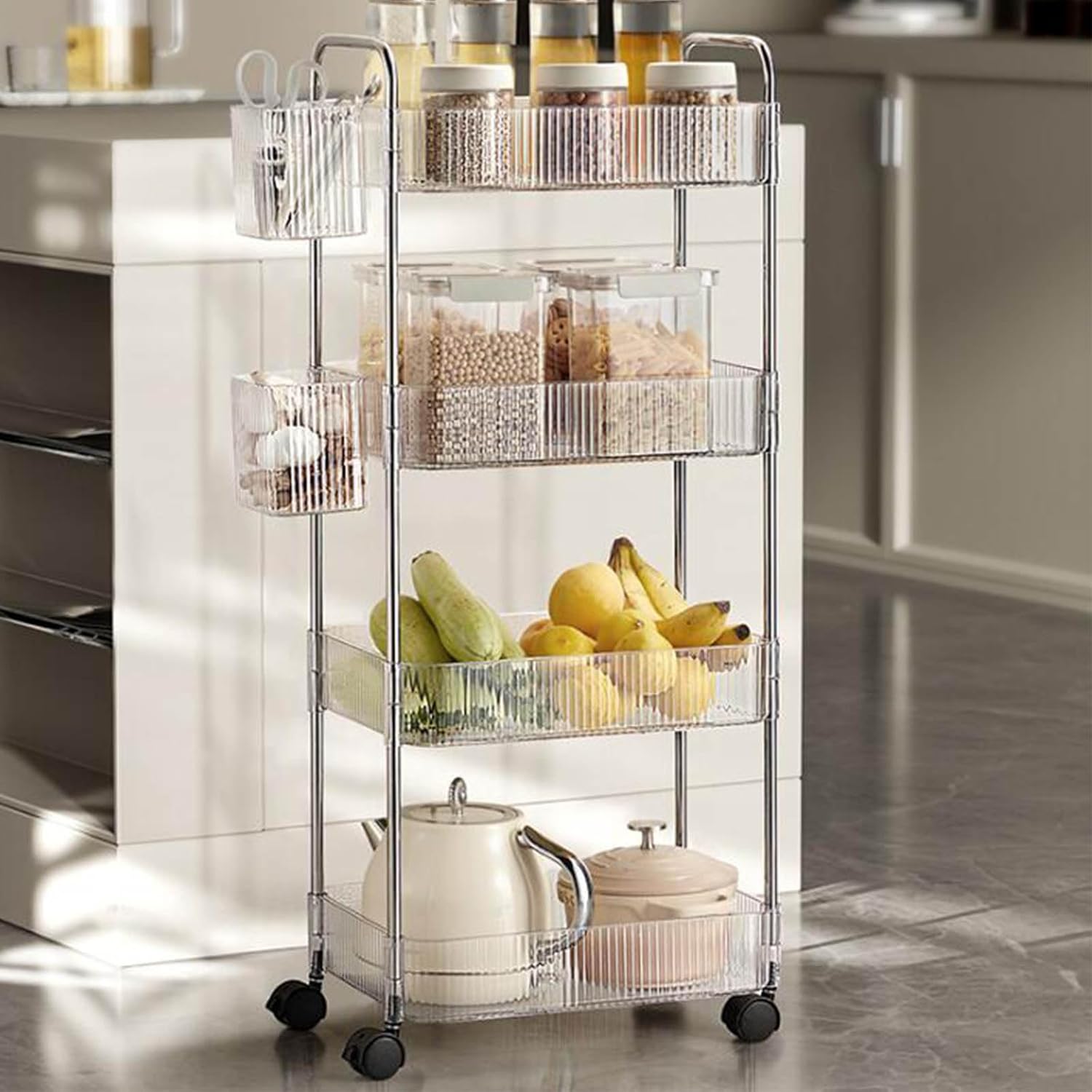 71YNVAnF-5L._AC_SL1500_ 4 Tiers Household Kitchen Transparent Storage Rack - Image 1