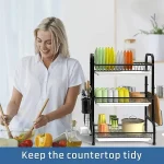 Arcanine Steel Dish Drying Rack Over Sink 3-Tier Large Capacity Kitchen Storage Rack - Image 4