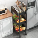 3 Tier Folding Metal Rolling Cart With Wheels - Image 4