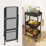 3-Layer Metal Foldable Storage Organizer Trolley With Wheels - Image 3