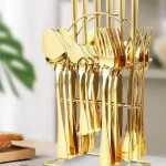 Cuttery 24-Piece Modern Stainless Steel Flatware Set with Metal Stand