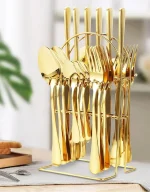 Cuttery 24-Piece Modern Stainless Steel Flatware Set with Metal Stand